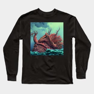 Digital Painting Of a Mythical Deep Ocean Creature Attack Long Sleeve T-Shirt